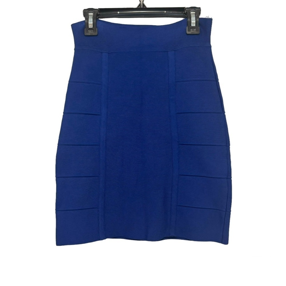 BCBGMaxAzria‎ Blue Ribbed Fitted Pencil Skirt